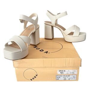 Soda Cream Block Heel Platform Heels Leila Bone PU Ivory Women’s Size 7